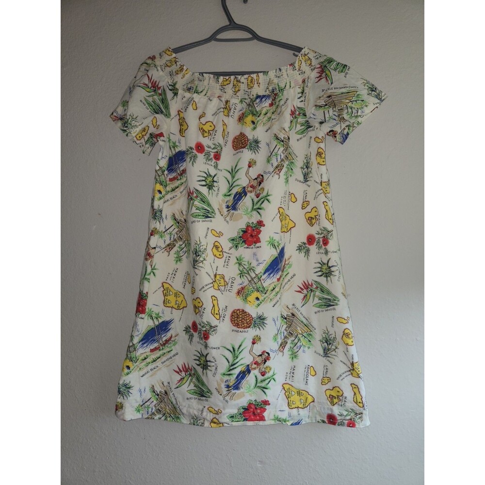 J. Crew White Tropical Print Off-Shoulder Midi Dress